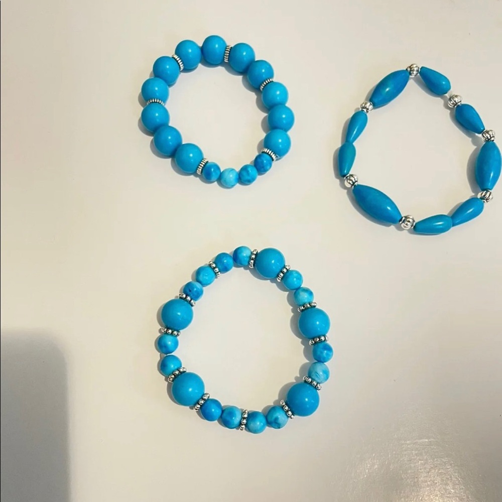 3 natural beads Stretches Bracelets